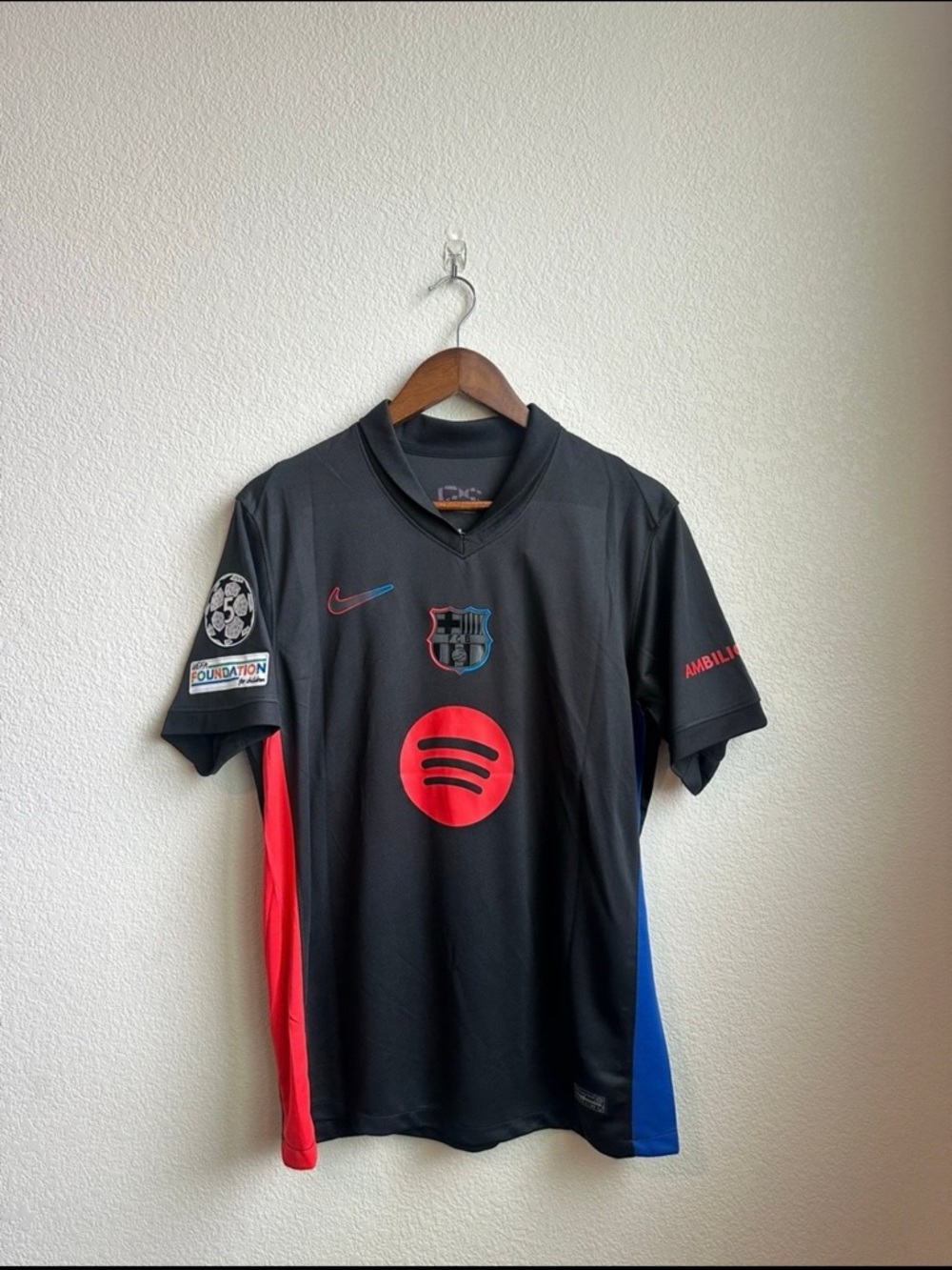 FC Barcelona 24/25 Away Black Jersey - Raphinha - Champions League - Size M
